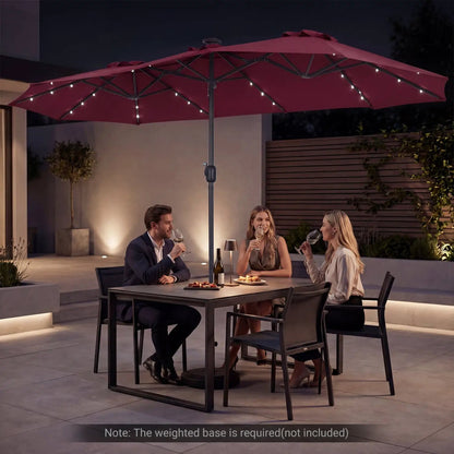 13 Ft Double-Sided Patio Umbrella with 36 LEDs
