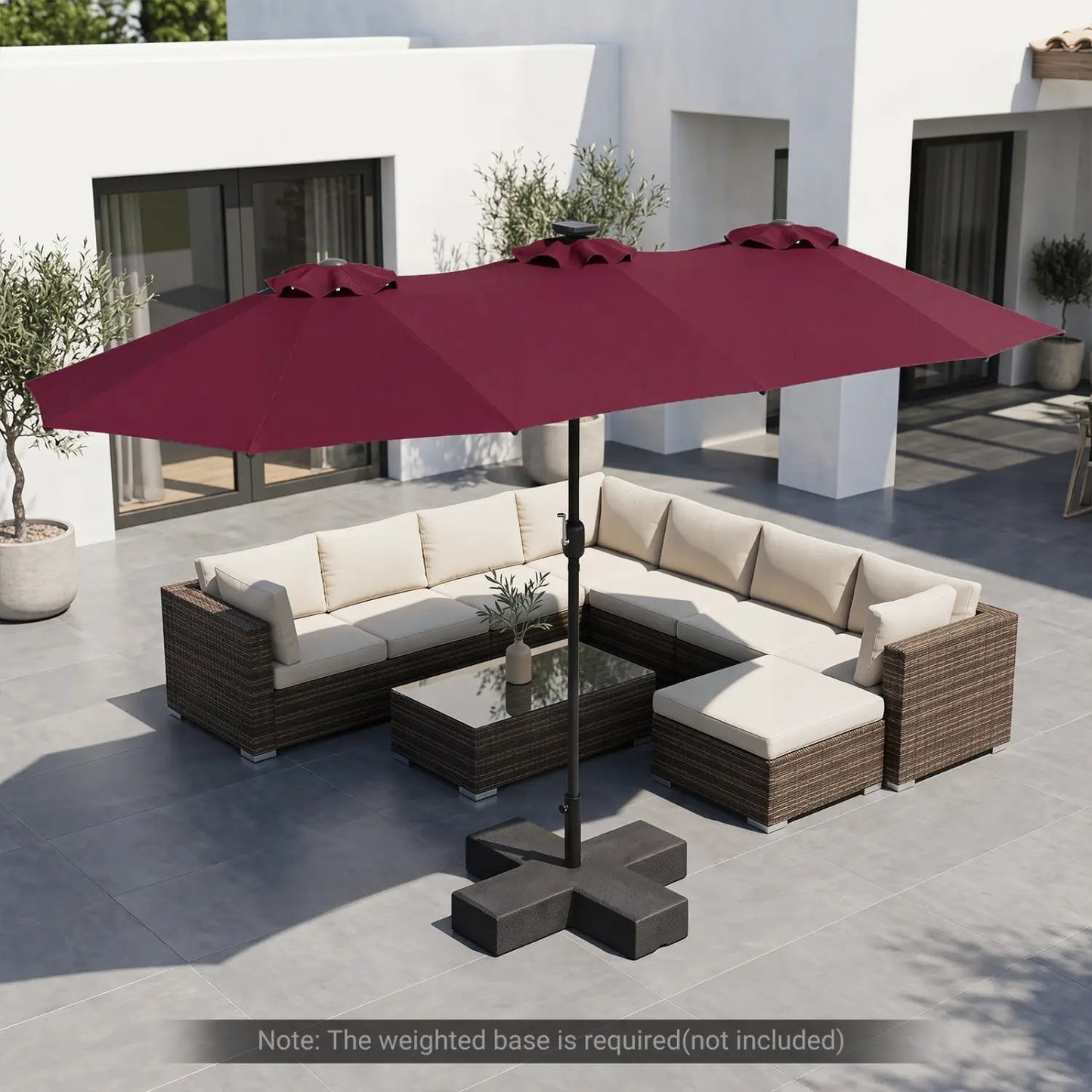 13 Ft Double-Sided Patio Umbrella with 36 LEDs