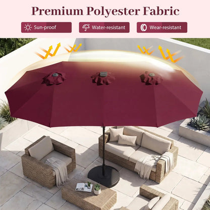 13 Ft Double-Sided Patio Umbrella with 36 LEDs