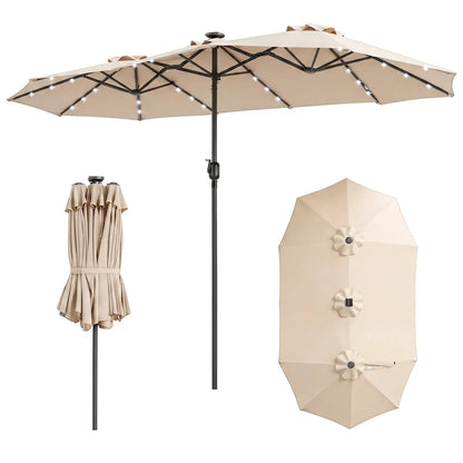 13 Ft Double-Sided Patio Umbrella with 36 LEDs