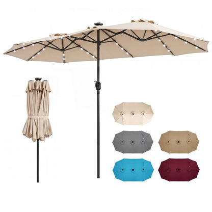 13 Ft Double-Sided Patio Umbrella with 36 LEDs