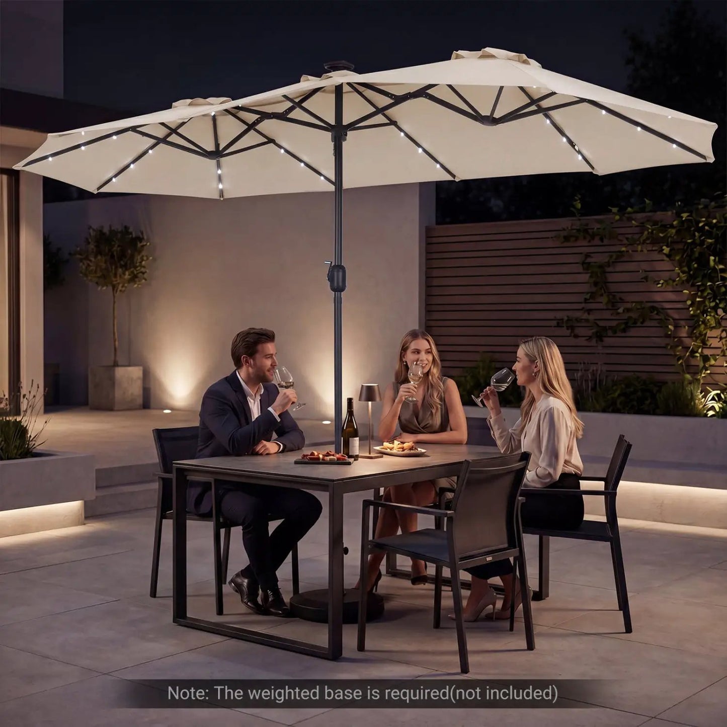 13 Ft Double-Sided Patio Umbrella with 36 LEDs
