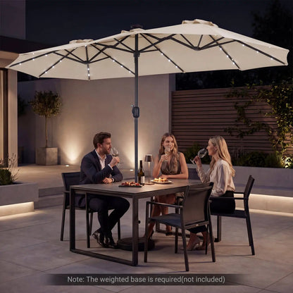 13 Ft Double-Sided Patio Umbrella with 36 LEDs