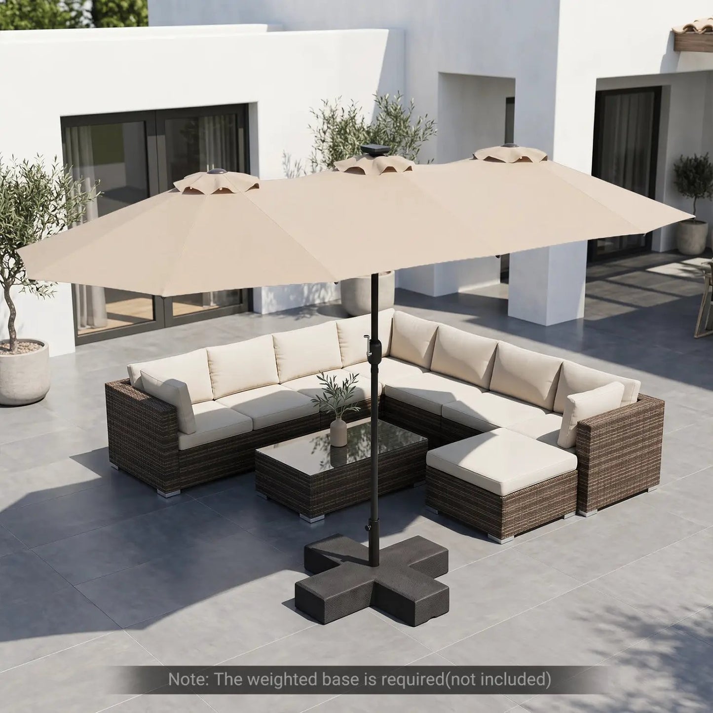 13 Ft Double-Sided Patio Umbrella with 36 LEDs