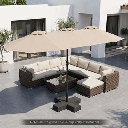 13 Ft Double-Sided Patio Umbrella with 36 LEDs