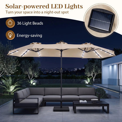 13 Ft Double-Sided Patio Umbrella with 36 LEDs