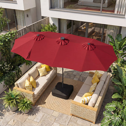 13 Ft Double Sided Patio Umbrella with Led Lights