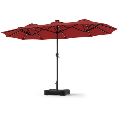 13 Ft Double Sided Patio Umbrella with Led Lights