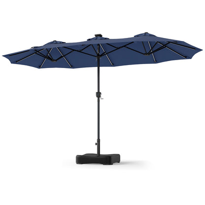 13 Ft Double Sided Patio Umbrella with Led Lights