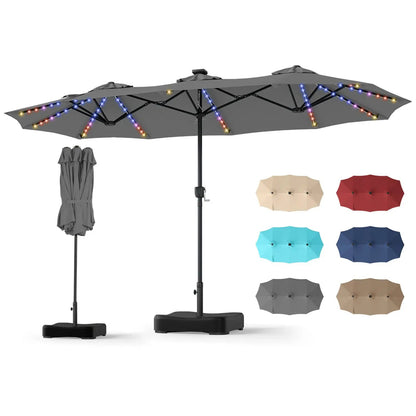 13 Ft Double Sided Patio Umbrella with Led Lights