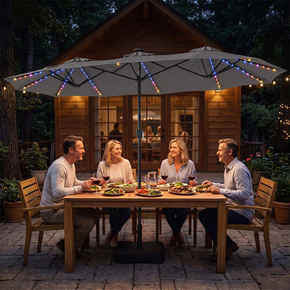 13 Ft Double Sided Patio Umbrella with Led Lights