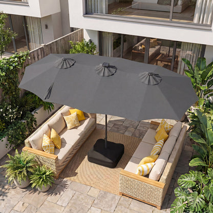 13 Ft Double Sided Patio Umbrella with Led Lights