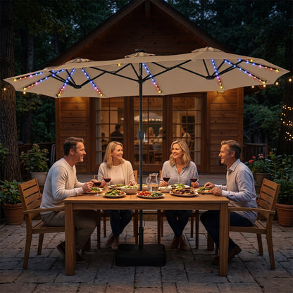 13 Ft Double Sided Patio Umbrella with Led Lights