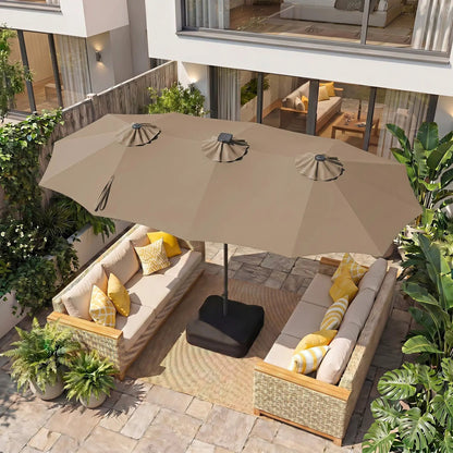 13 Ft Double Sided Patio Umbrella with Led Lights