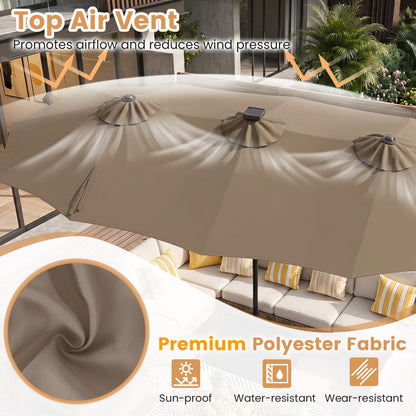 13 Ft Double Sided Patio Umbrella with Led Lights