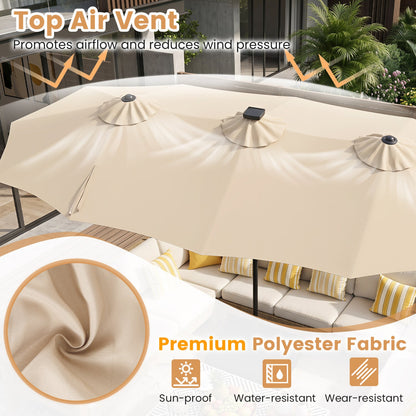 13 Ft Double Sided Patio Umbrella with Led Lights