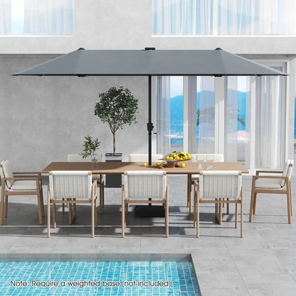 13 FT Double-Sided Patio Umbrella with Solar LED Lights