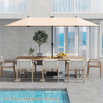 13 FT Double-Sided Patio Umbrella with Solar LED Lights
