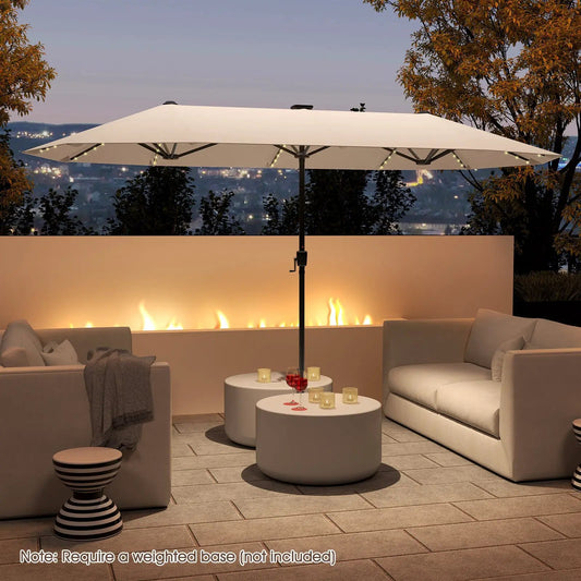 13 ft double-sided patio umbrella with solar LED lights, canopy on Tampa Home & Garden Store on Tampa Home & Garden Store