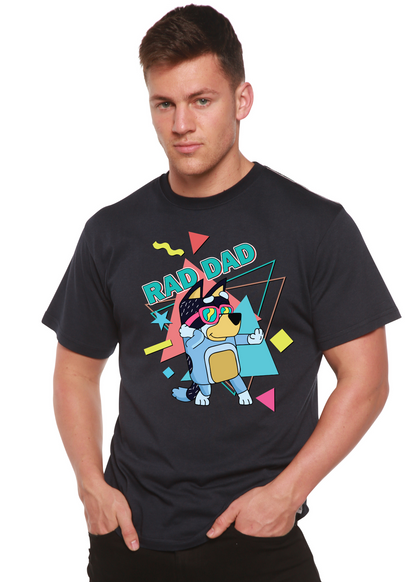 Rad Dad Bluey men's bamboo short sleeve graphic T-shirt in black by Spun Bamboo on Tampa Home & Garden Store