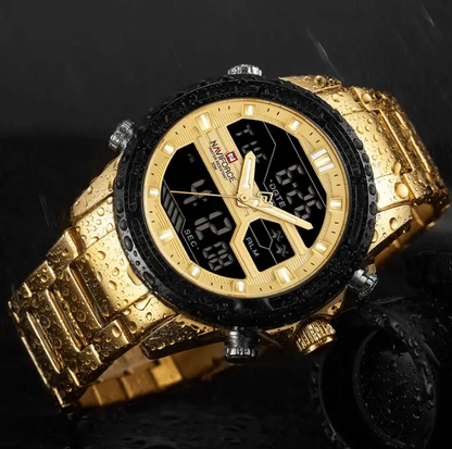 Mens Waterproof Analog Digital Watch Stainless
