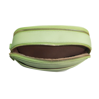 Genuine Leather Double Zipper Crossbody