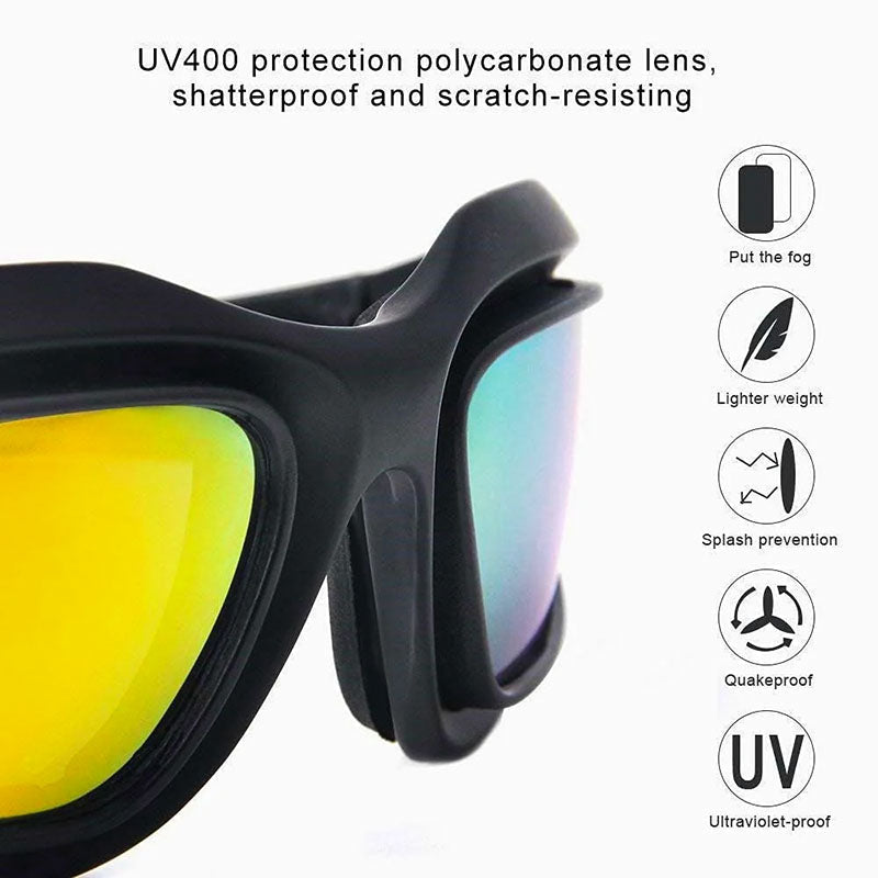 Polarized Motorcycle Sunglasses BikerZoneZ UV400, mirrored lenses, black frame on Tampa Home & Garden Store