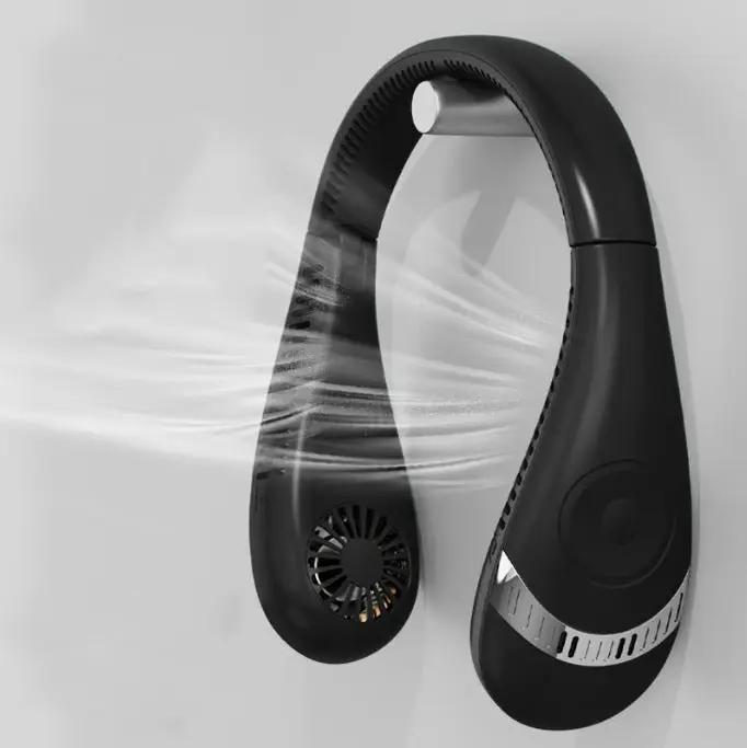Portable Hanging Neck Fan USB LED Display 5 Gear
