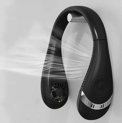 Portable Hanging Neck Fan USB LED Display 5 Gear