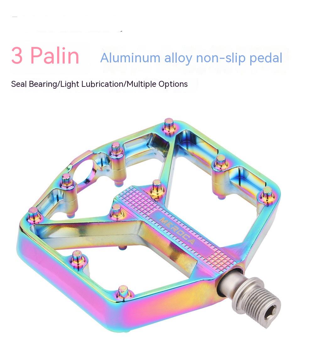 Bicycle Pedal aluminum alloy flat platform with rainbow anodized finish non-slip grip Stevvex on Tampa Home & Garden Store