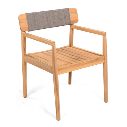 Acacia Wood Outdoor Dining Chairs with Arms
