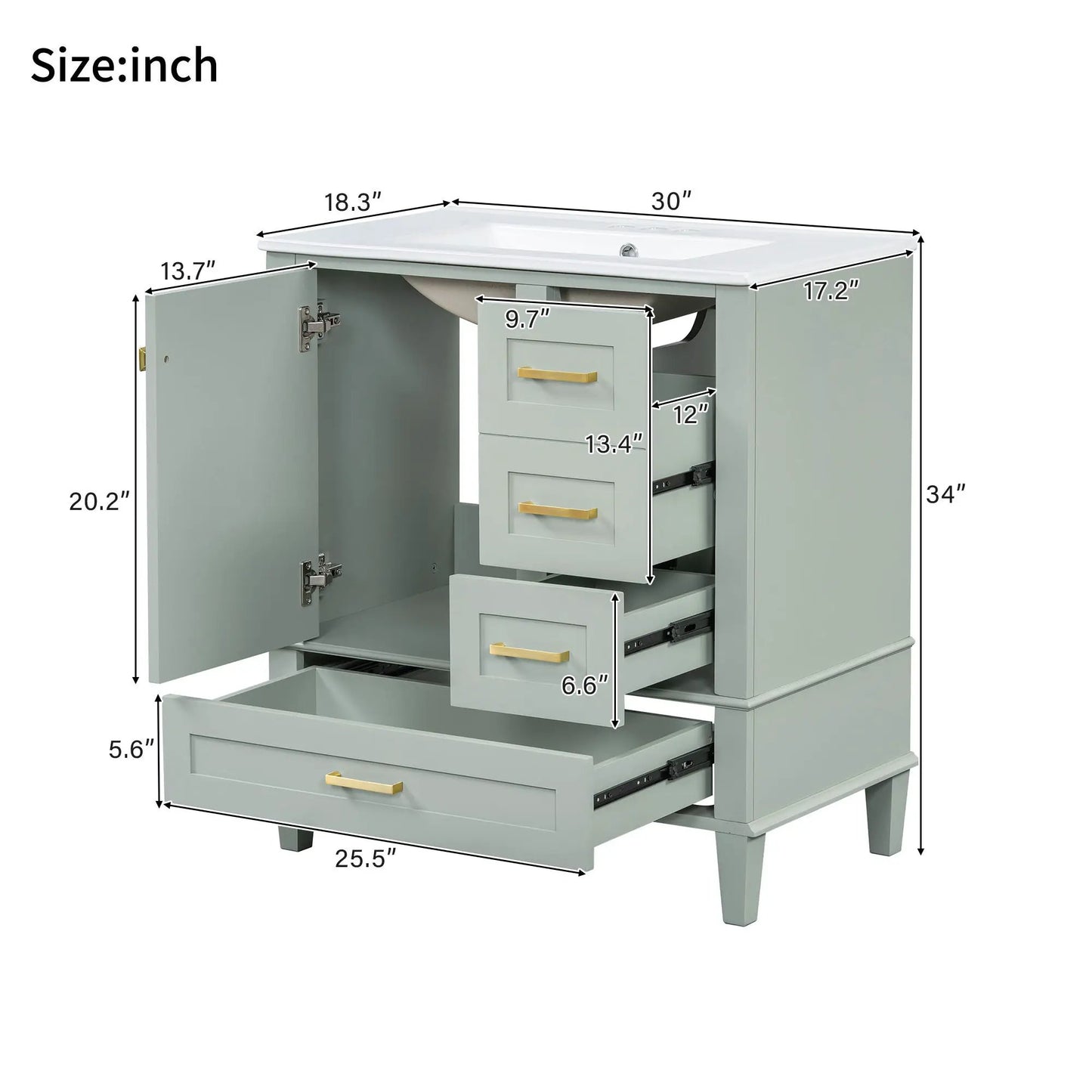 Bathroom Vanity With Sink Solid Wood Cabinet