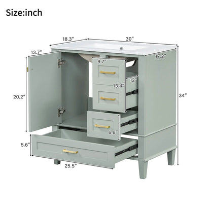 Bathroom Vanity With Sink Solid Wood Cabinet