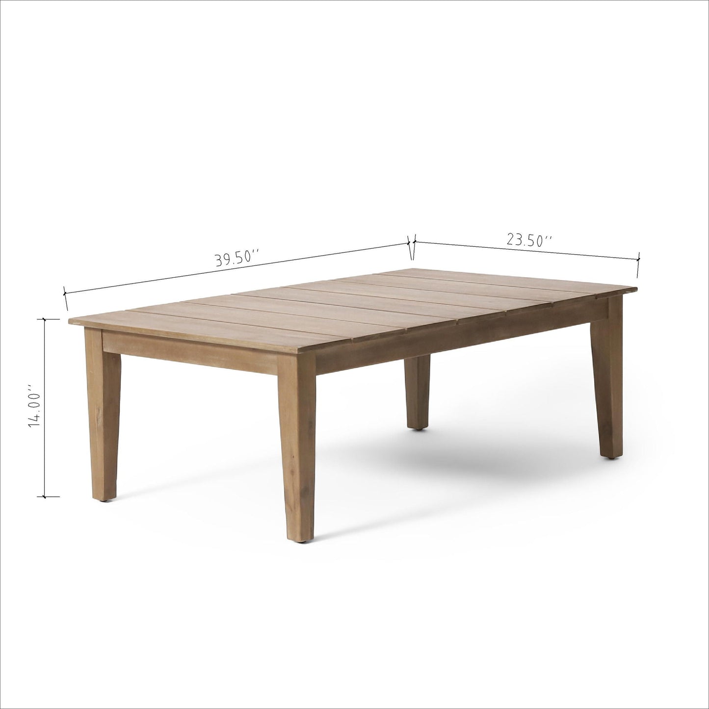 Outdoor coffee table with slat panel top in light brown wood HouseOfZazla on Tampa Home & Garden Store