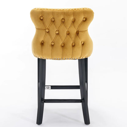 Contemporary Wing-Back Barstools with Tufting