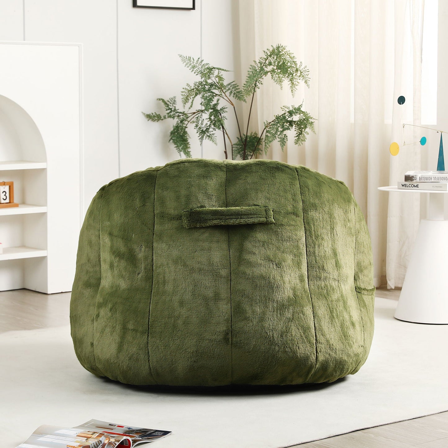 Beanbag sofa chair with armrests in green velvet by HouseOfZazla on Tampa Home & Garden Store