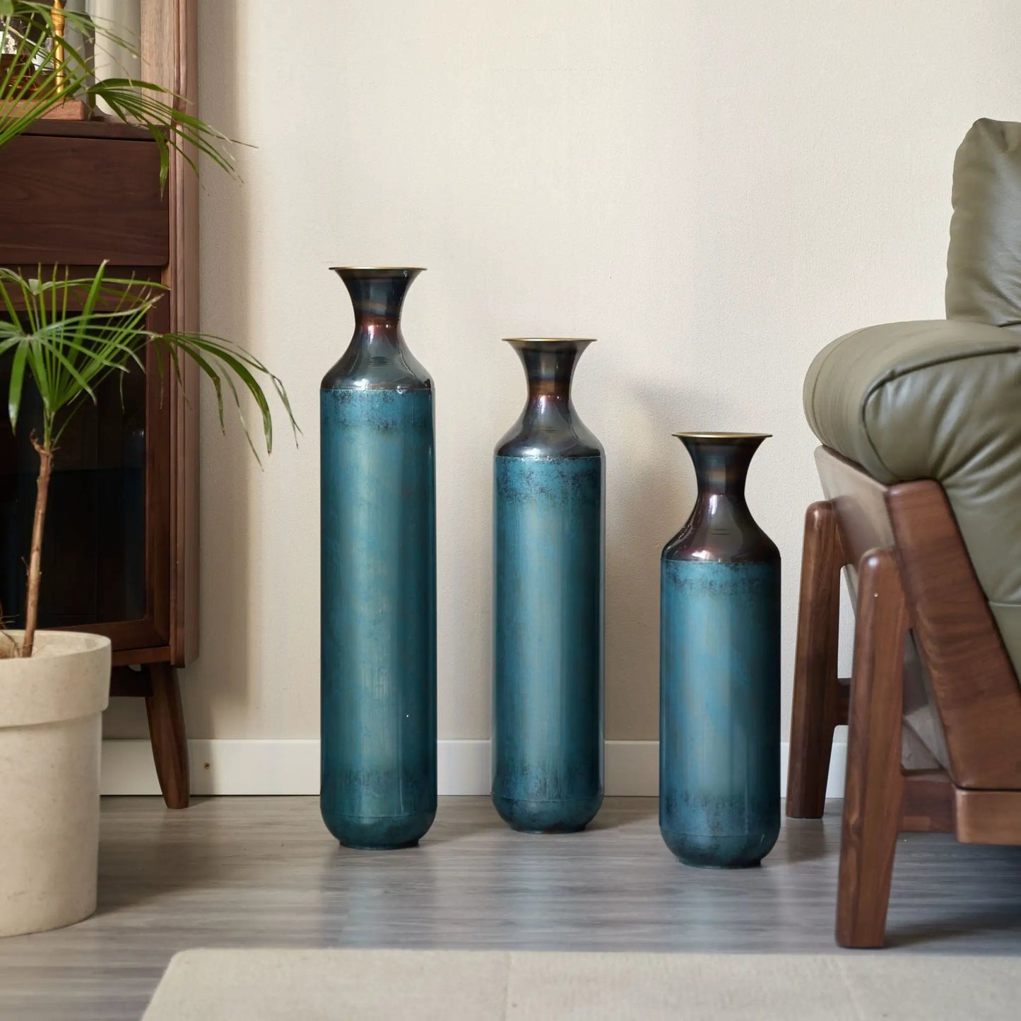 Modern Droplet Floor Vase Set In Three Pieces
