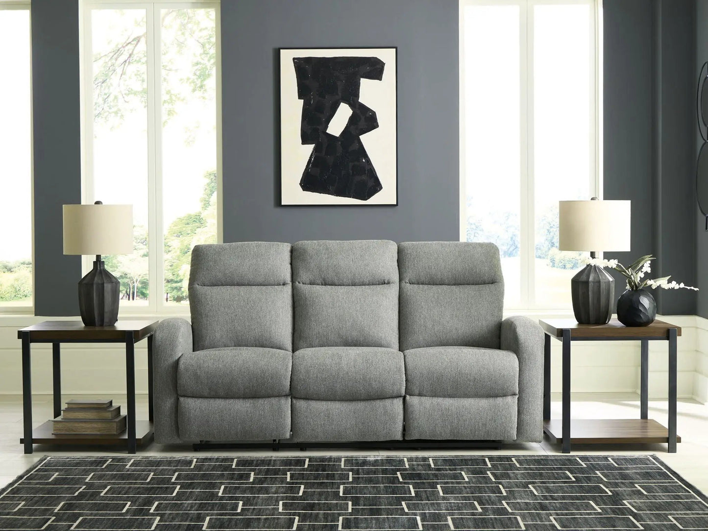 Gauntlet Reclining Sofa Sterling gray fabric by Unique Piece Furniture on Tampa Home & Garden Store