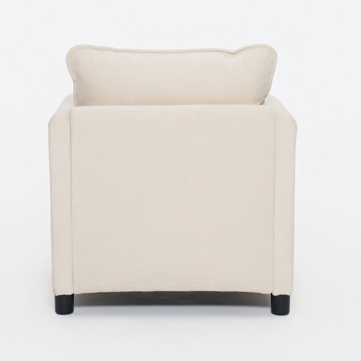 Modern Reading Armchair HouseOfZazla, beige boucle upholstery, dark legs on Tampa Home & Garden Store
