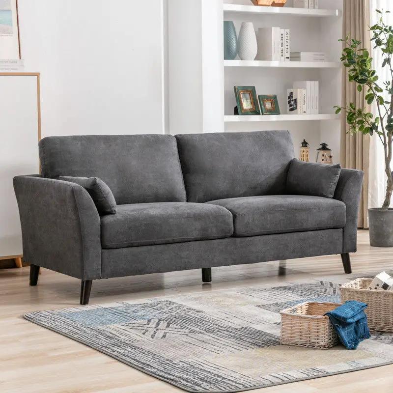 Damian Woven Fabric Sofa with Accent Pillows