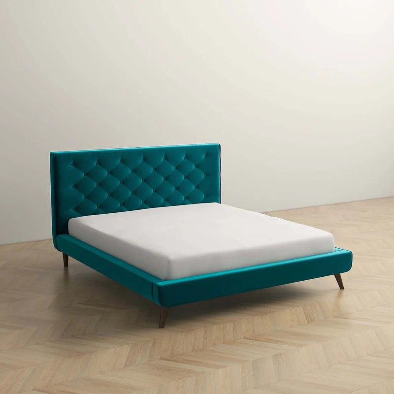 Dillon a Soft Mid Century Platform Bed Frame