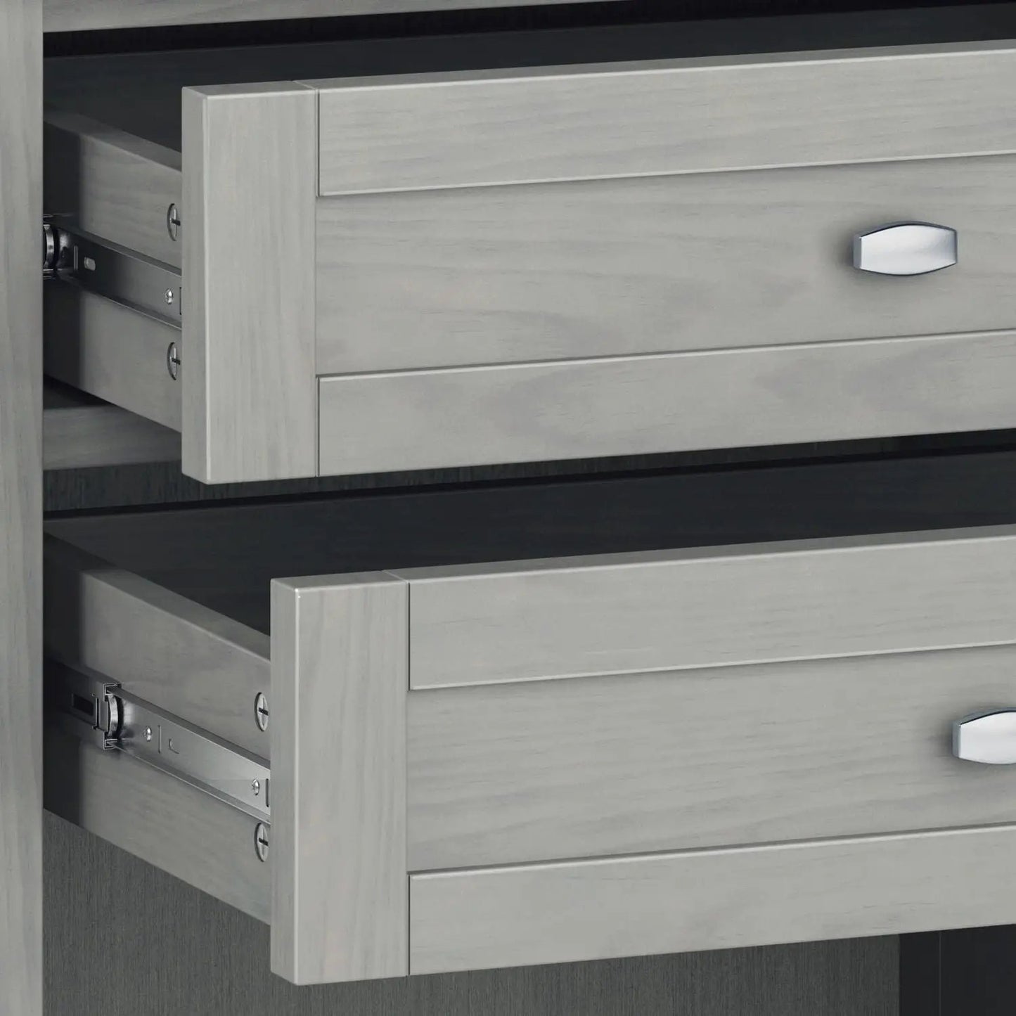 Warm Shaker bedside table, light gray wood with chrome knob, Unique Piece Furniture on Tampa Home & Garden Store