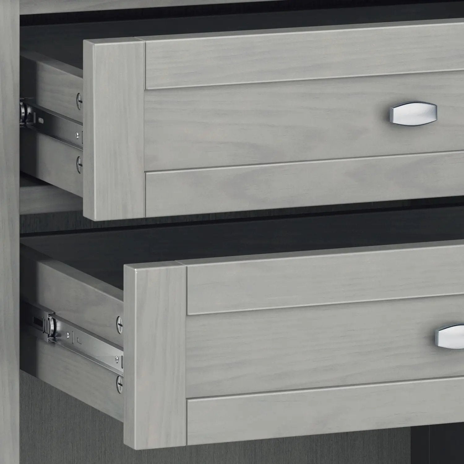 Warm Shaker bedside table, light gray wood with chrome knob, Unique Piece Furniture on Tampa Home & Garden Store