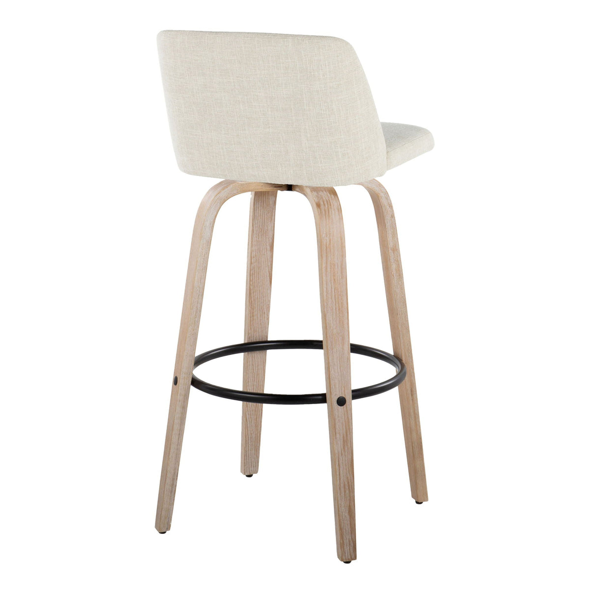 Contemporary fixed-height barstool set with swivel, beige upholstery and round footrest on Tampa Home & Garden Store