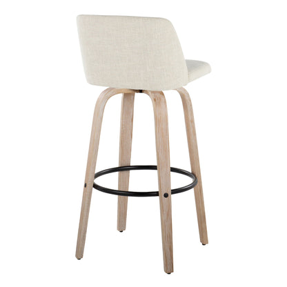 Contemporary fixed-height barstool set with swivel, beige upholstery and round footrest on Tampa Home & Garden Store
