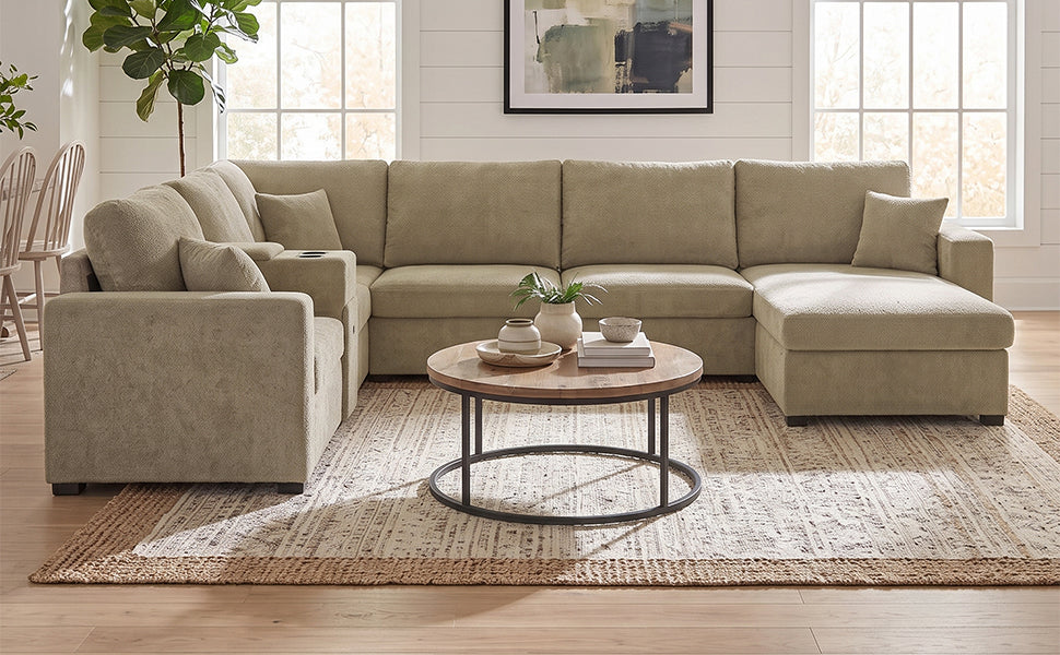 Modern 5 Seat Modular Chenille Sofa and a Couch