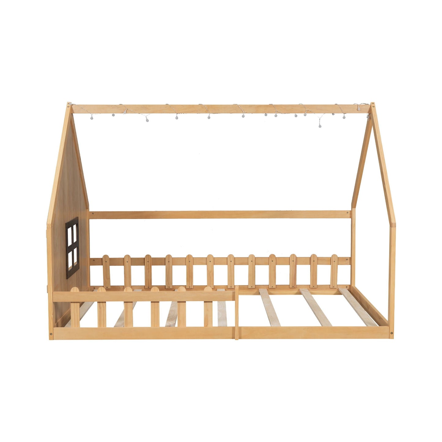 House Bed With Window And Fence platform bed in natural wood by HouseOfZazla on Tampa Home & Garden Store