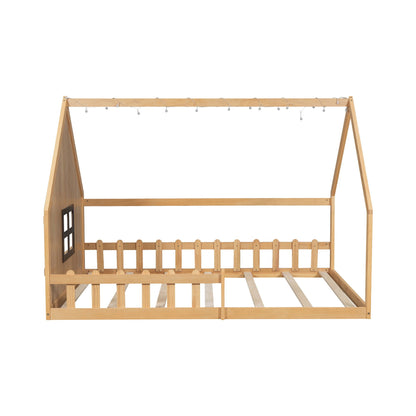 House Bed With Window And Fence platform bed in natural wood by HouseOfZazla on Tampa Home & Garden Store