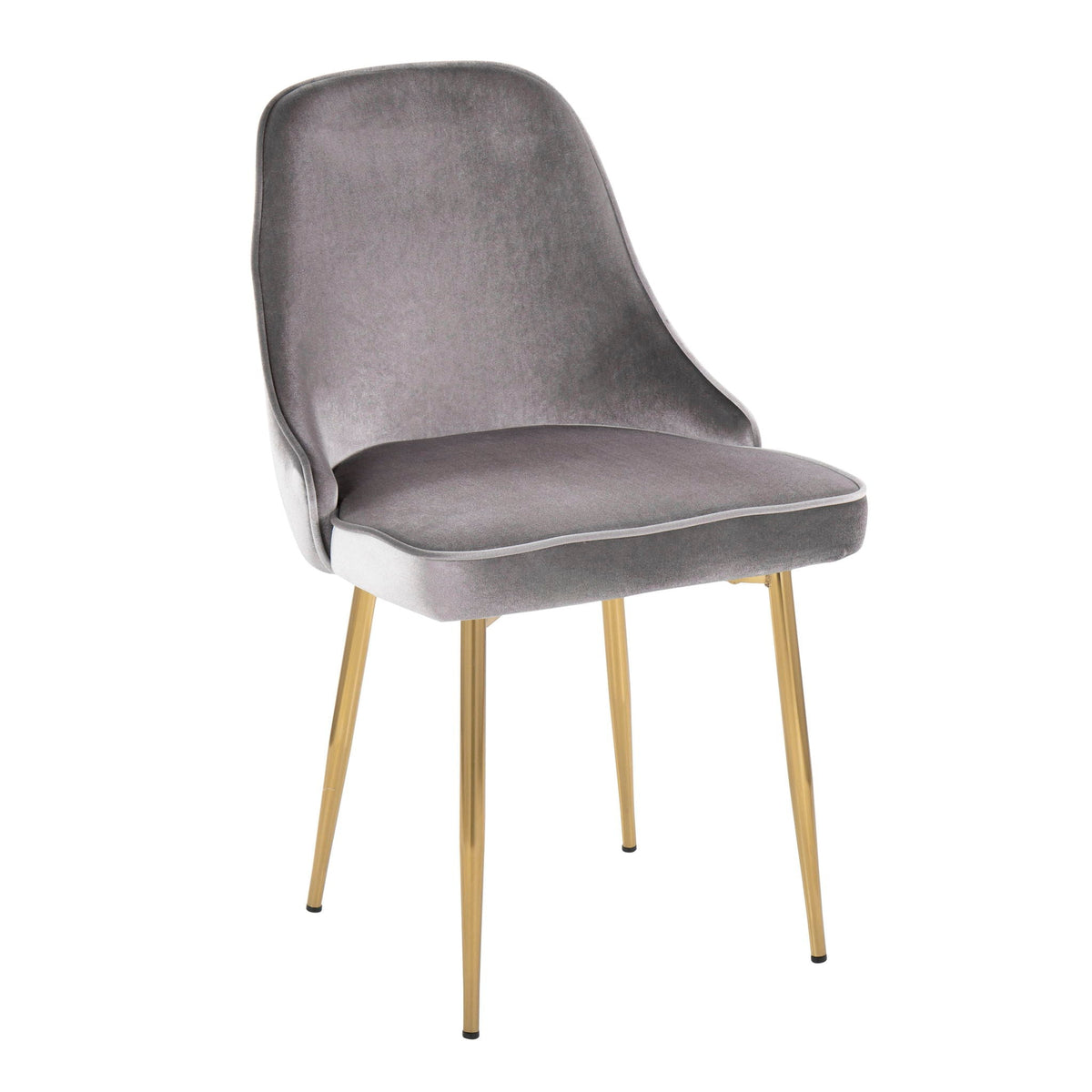 Contemporary Glam Dining Chair Set gray velvet seat with gold legs 1 chair on Tampa Home & Garden Store