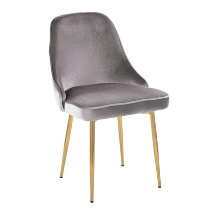 Contemporary Glam Dining Chair Set gray velvet seat with gold legs 1 chair on Tampa Home & Garden Store